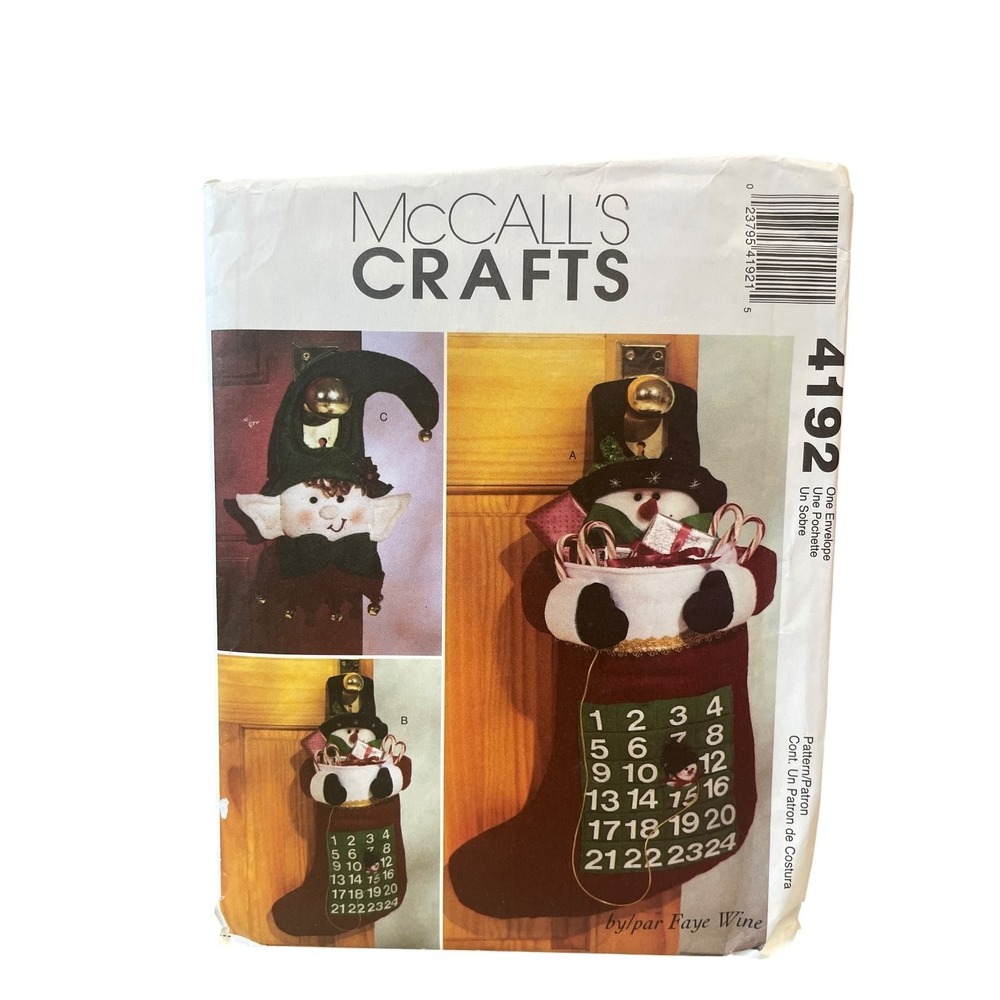 McCall's Crafts Sewing Pattern 4192 Unisex OS Multi Advent Calendar Elf Snowman